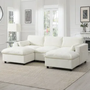 Streamdale Chenille Modular Sectional Sofa with Ottomans & Pillows