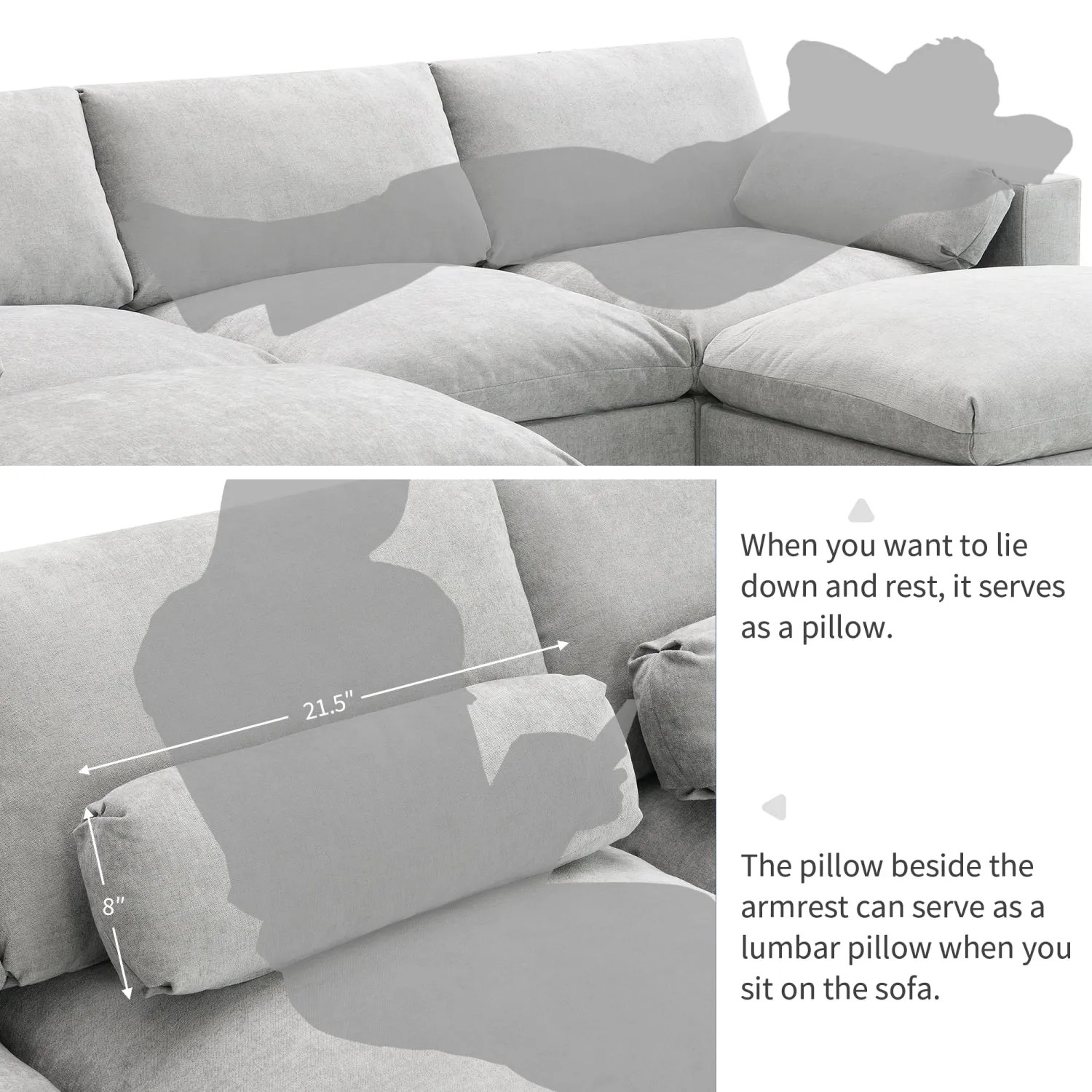 Streamdale Chenille Modular Sectional Sofa with Ottomans & Pillows