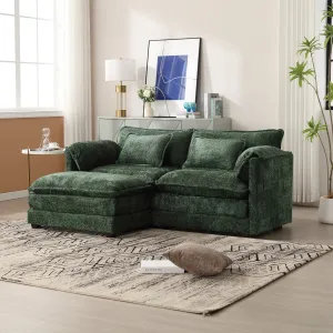 Streamdale Chenille Sofa with Removable Armrests and Footstool