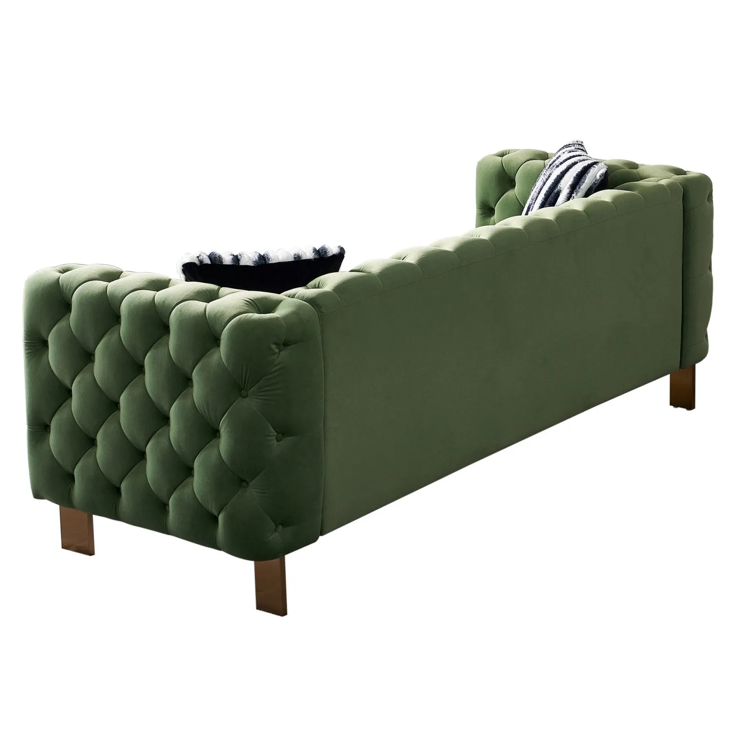 Streamdale Chesterfield Modern Tufted Velvet Living Room Sofa, 84.25"W Couch, Mint Green