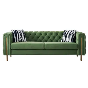 Streamdale Chesterfield Modern Tufted Velvet Living Room Sofa, 84.25"W Couch, Mint Green