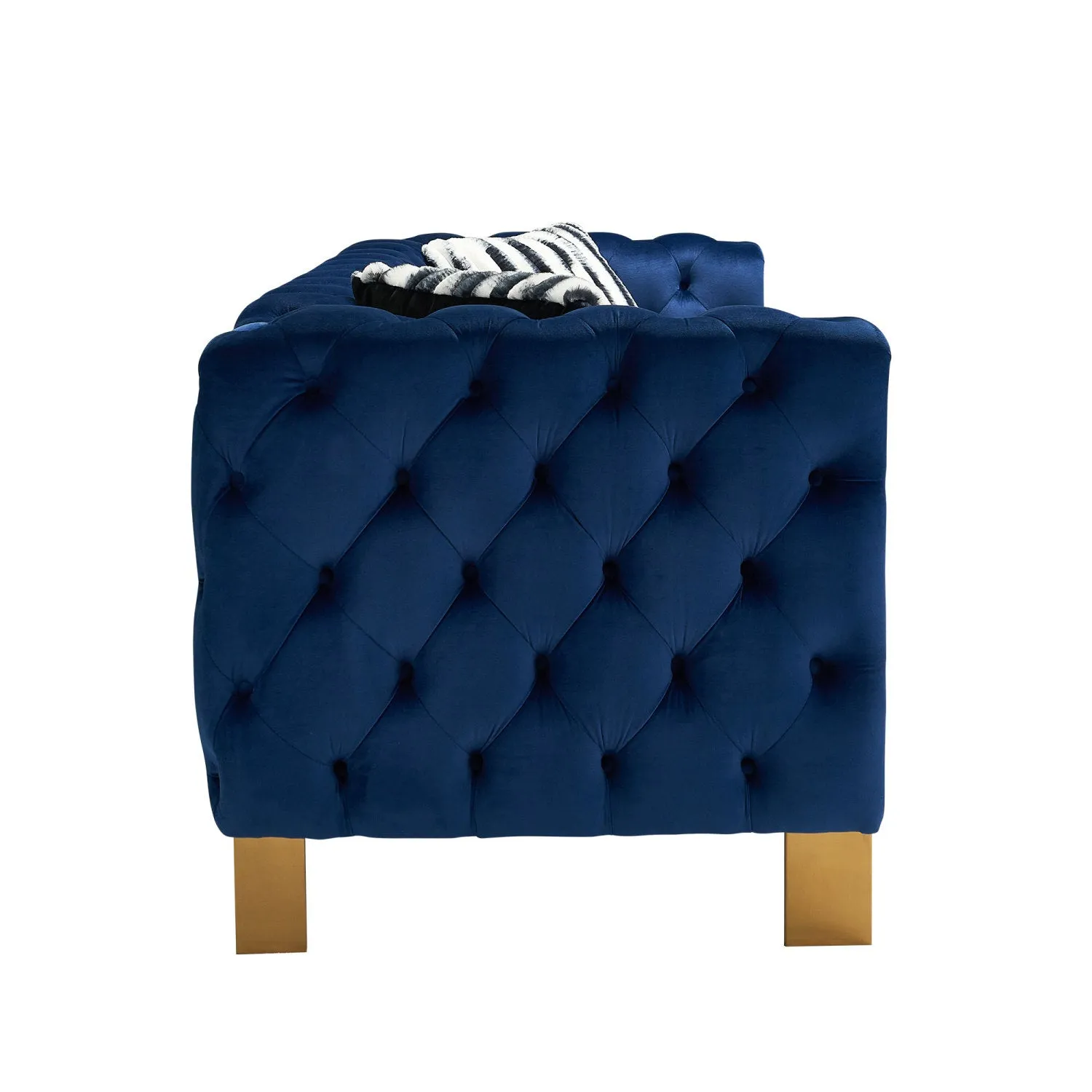 Streamdale Chesterfield Modern Tufted Velvet Living Room Sofa, 84.25"W Couch,Blue