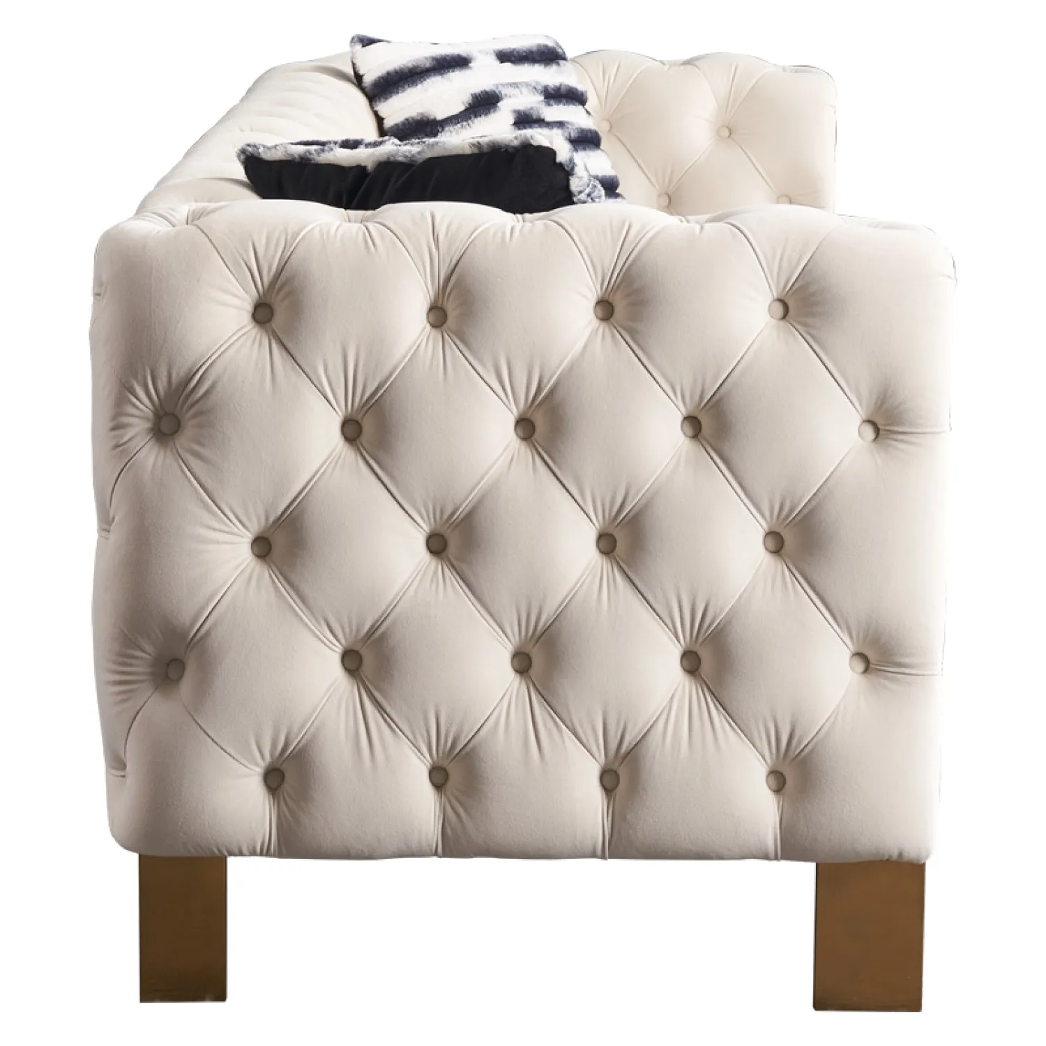 Streamdale Chesterfield Modern Tufted Velvet Living Room Sofa, 84.25"W Couch,Cream