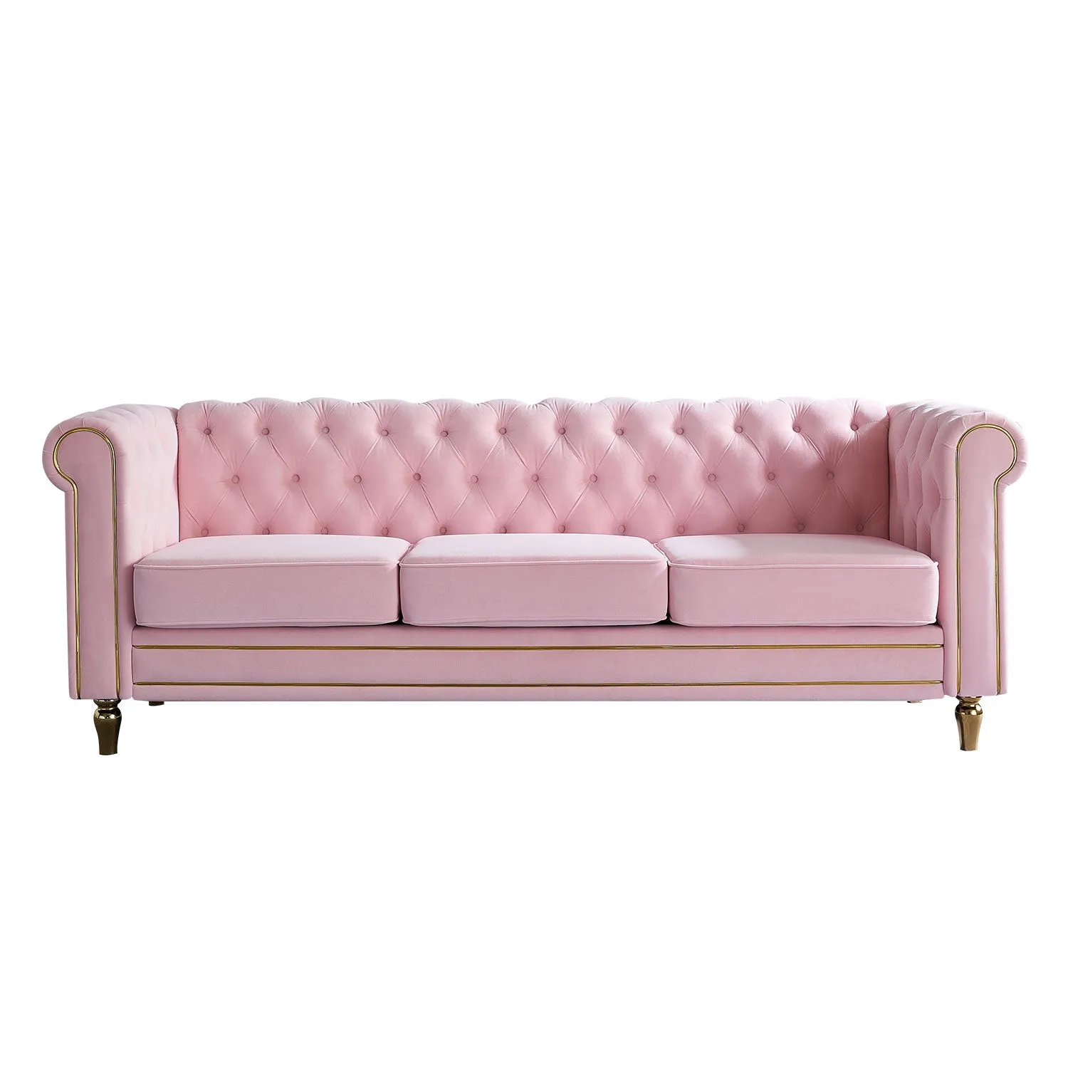 Streamdale Chesterfield Velvet Sofa 84.65 Inch For Living Room Color
