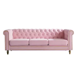 Streamdale Chesterfield Velvet Sofa 84.65 Inch For Living Room Color