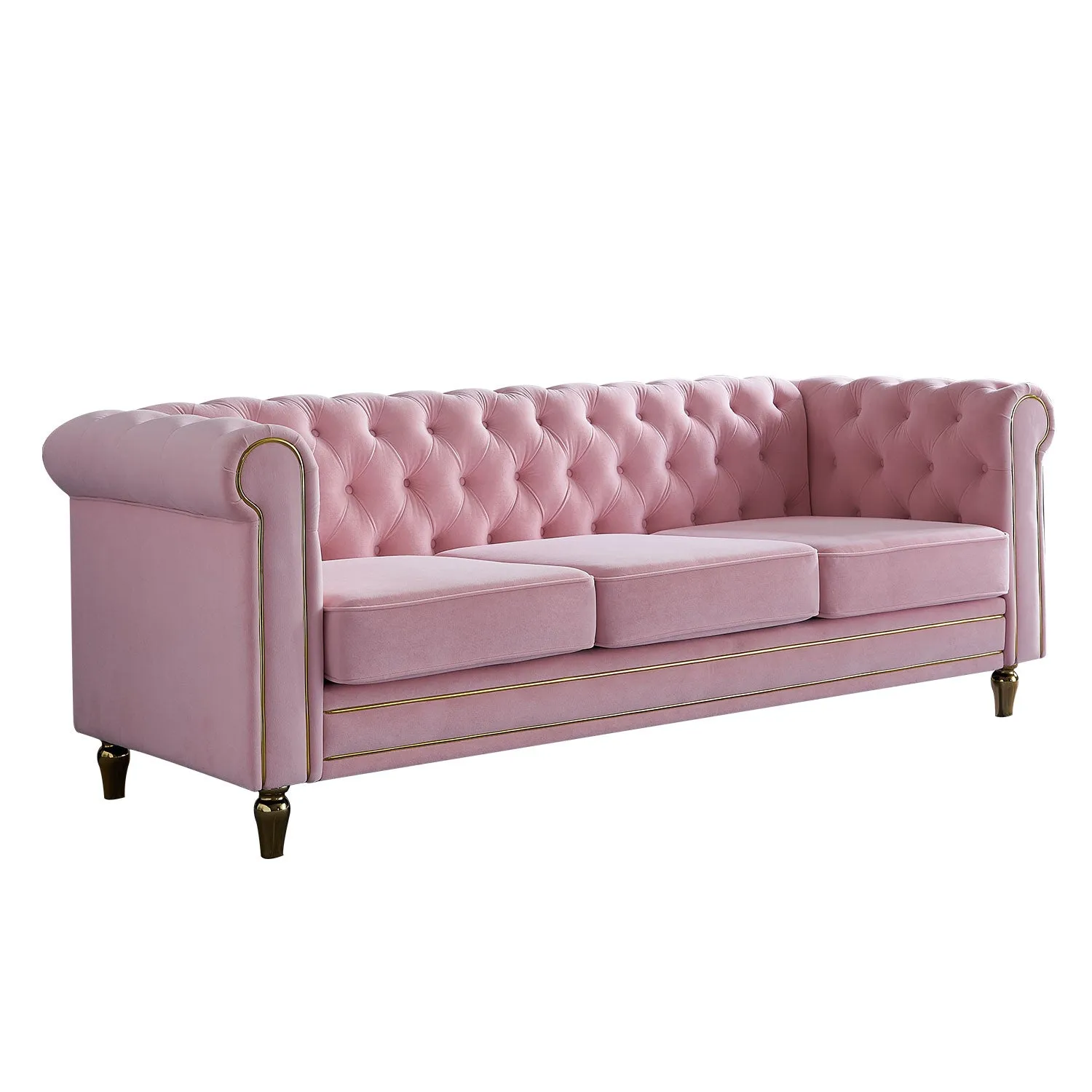Streamdale Chesterfield Velvet Sofa 84.65 Inch For Living Room Color