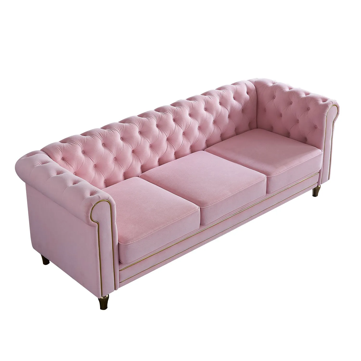 Streamdale Chesterfield Velvet Sofa 84.65 Inch For Living Room Color