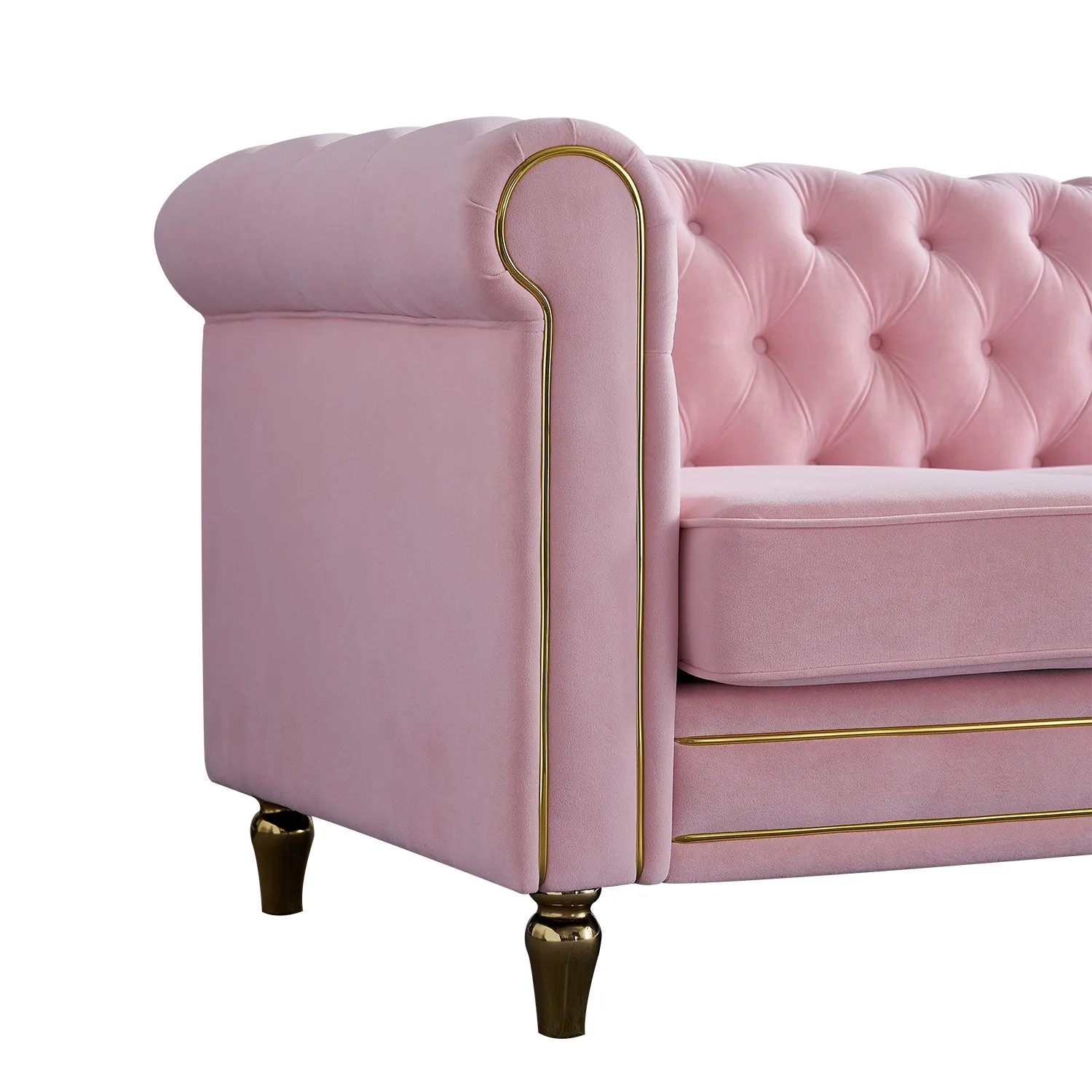 Streamdale Chesterfield Velvet Sofa 84.65 Inch For Living Room Color