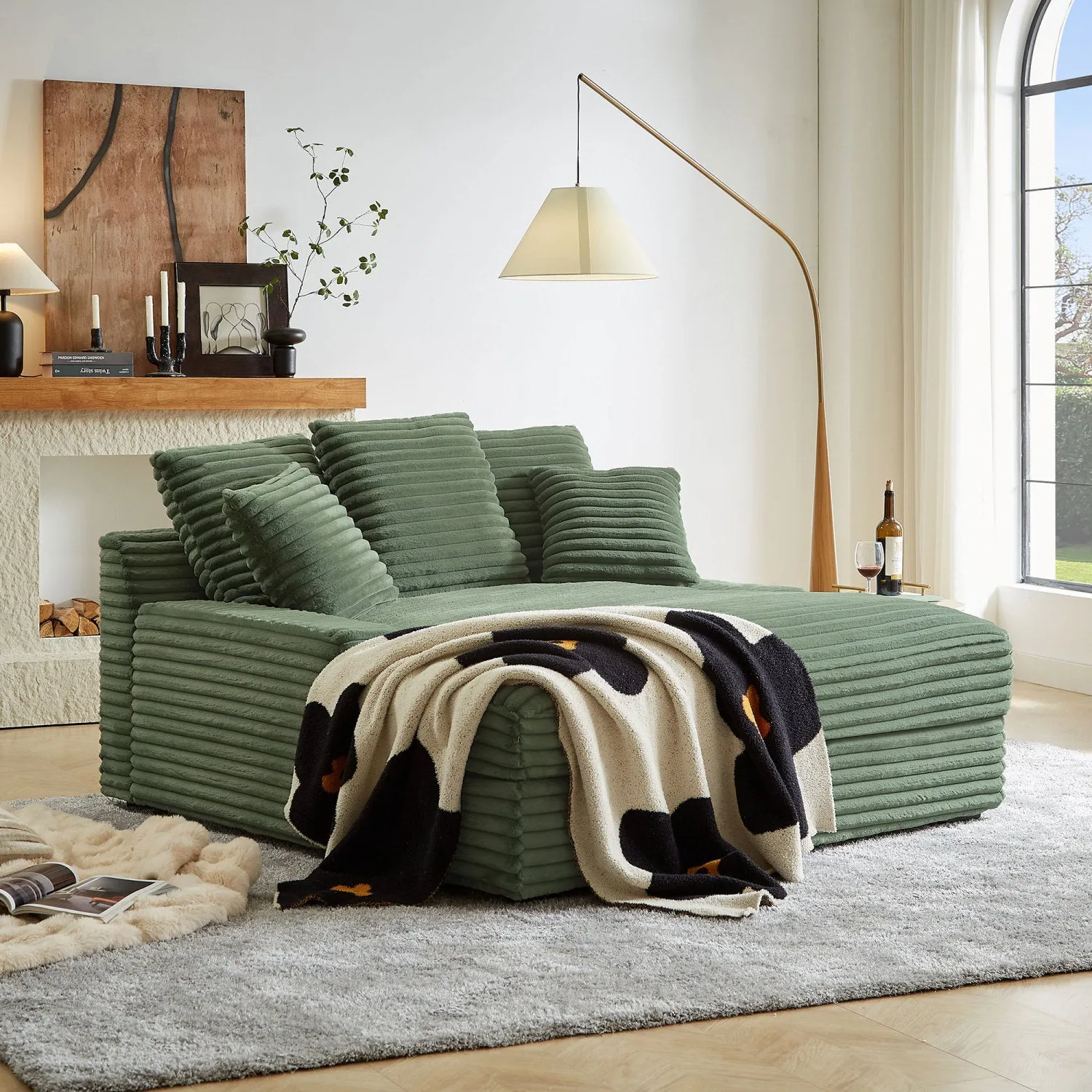 Streamdale Cloud Corduroy Sleeper Sofa - Green