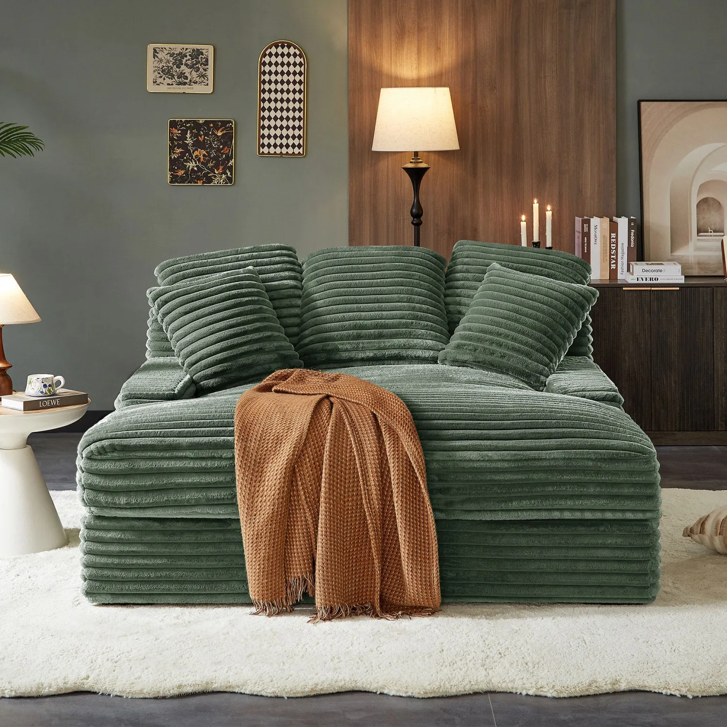 Streamdale Cloud Corduroy Sleeper Sofa - Green
