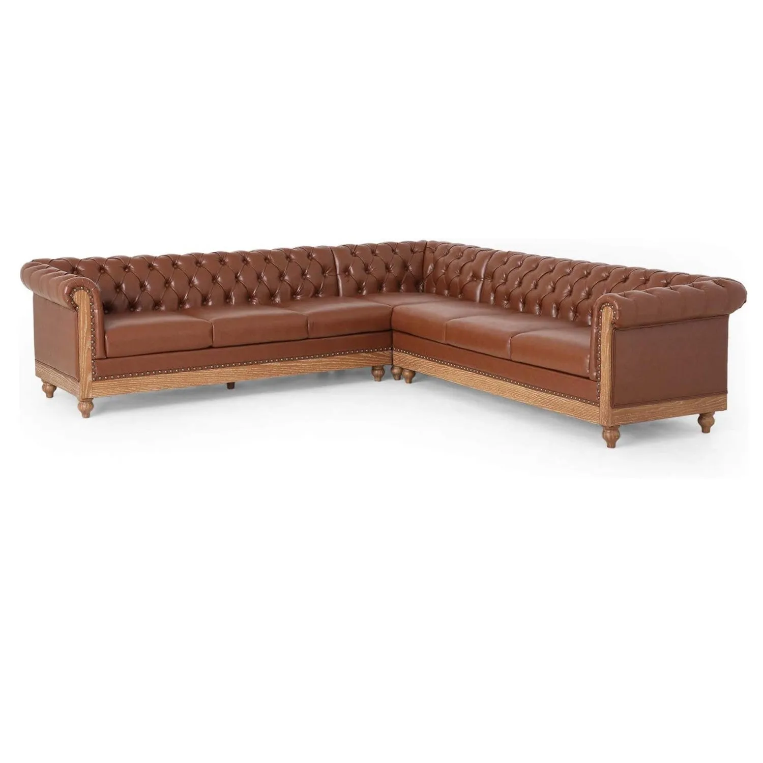 Streamdale Comfy Large Sectional Sofa with Wooden Legs, Retro Style for Living Room