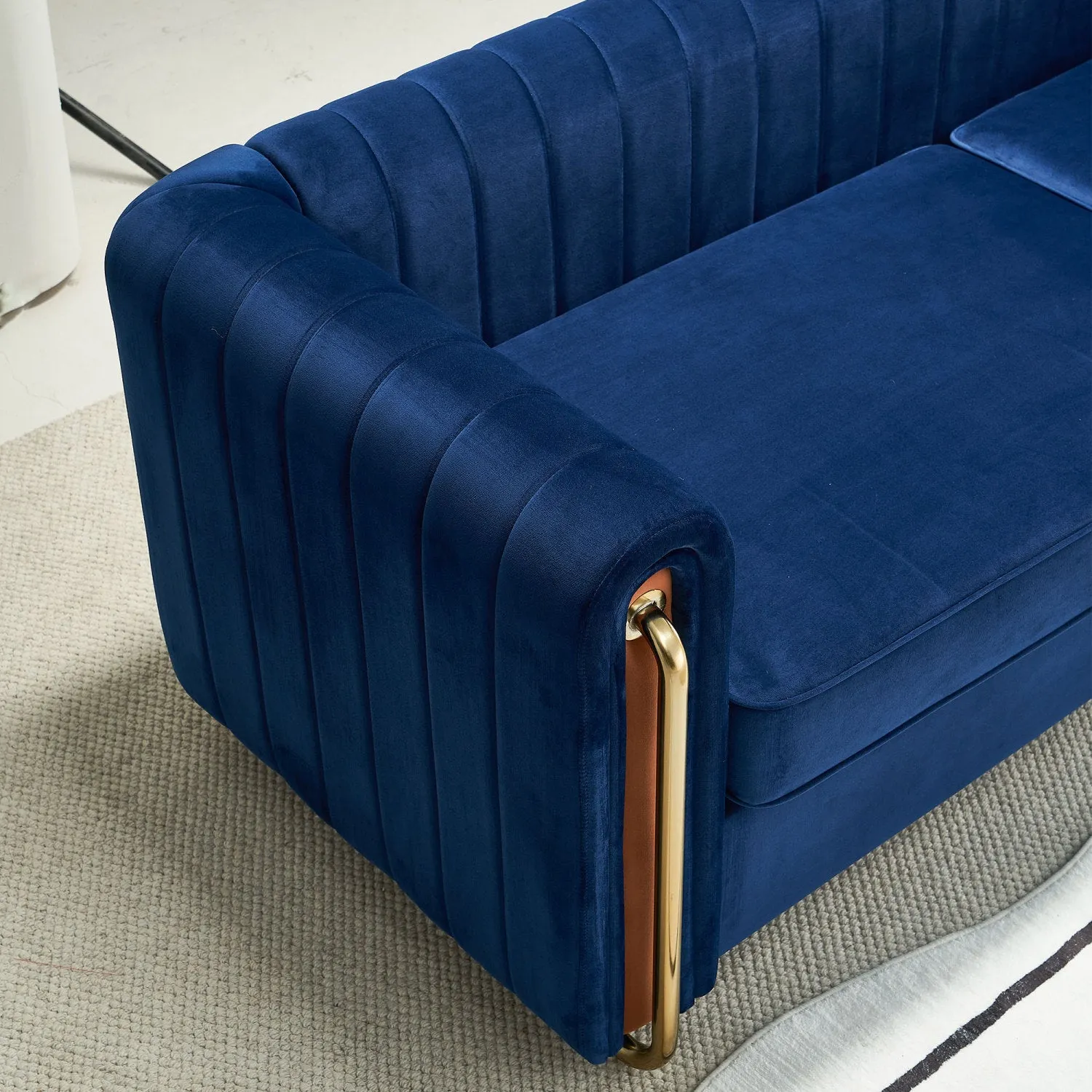 Streamdale Contemporary Soft Velvet Sofa Couch 84.25"W for Living Room, Blue