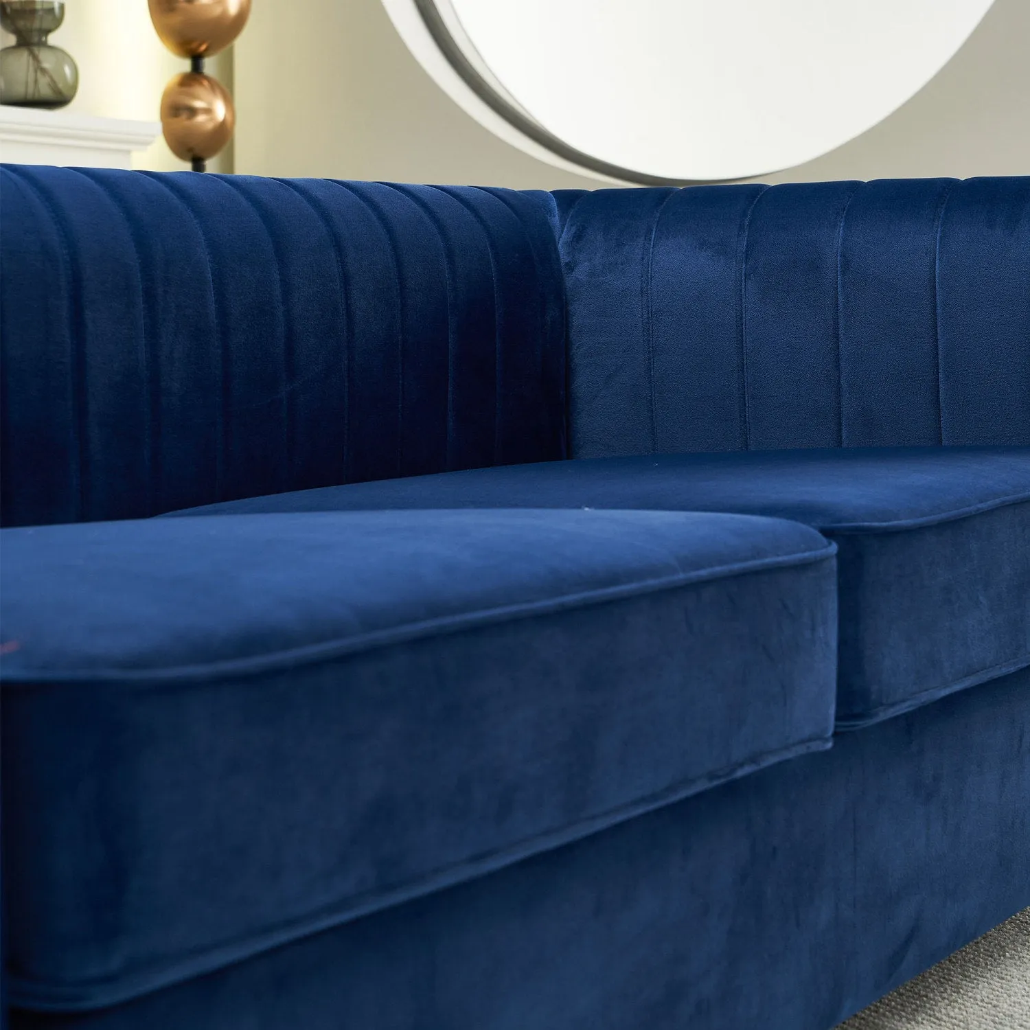 Streamdale Contemporary Soft Velvet Sofa Couch 84.25"W for Living Room, Blue