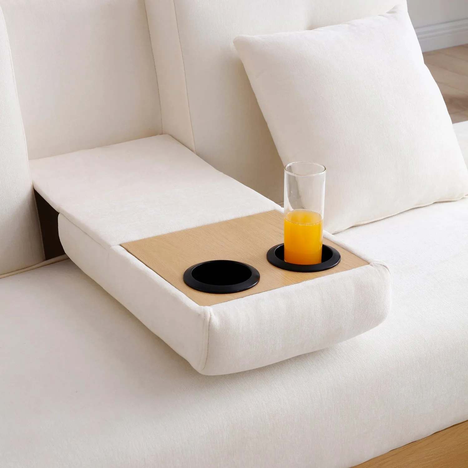 Streamdale Convertible Sleeper Sofa Bed with Storage & Drop Down Table - Beige