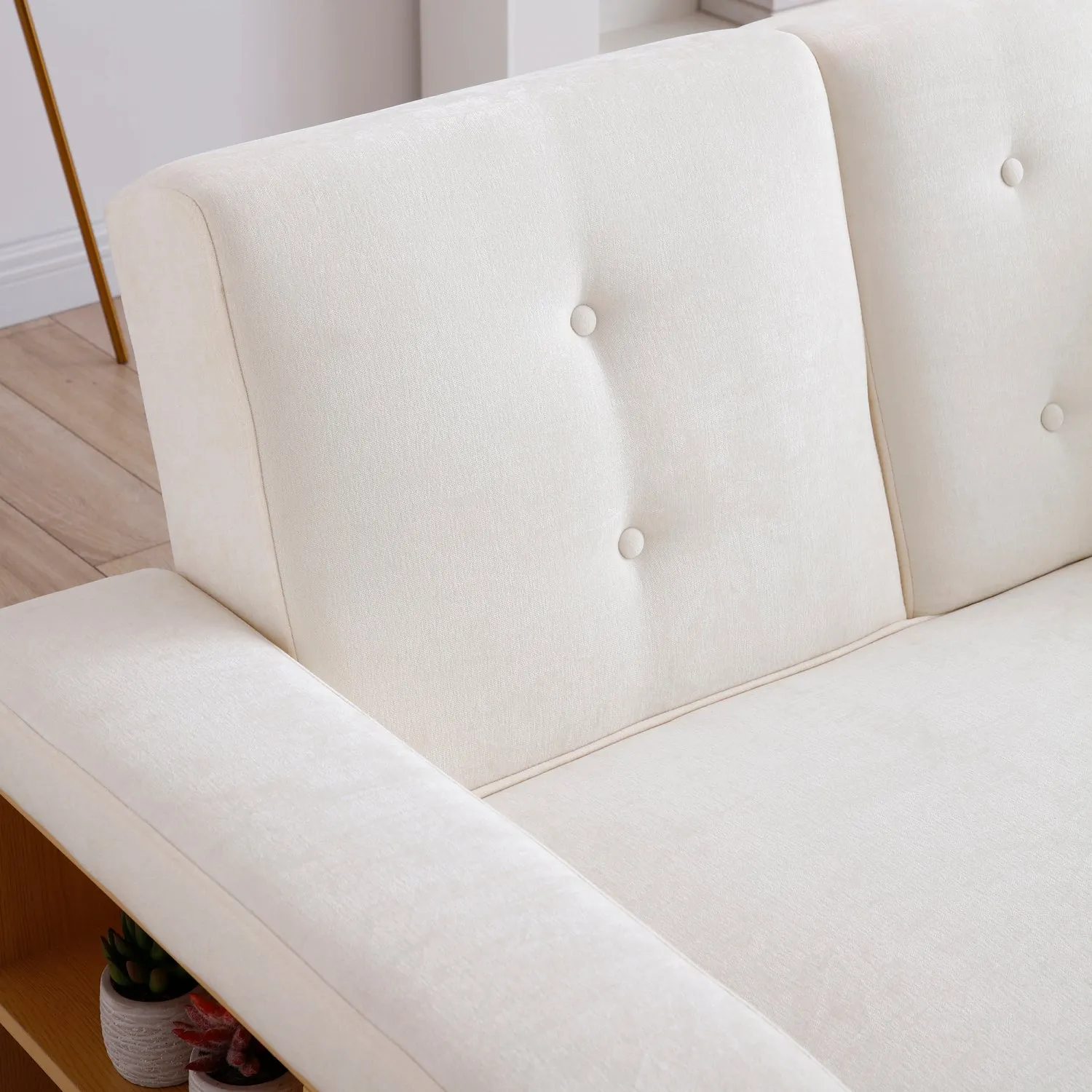 Streamdale Convertible Sleeper Sofa Bed with Storage & Drop Down Table - Beige