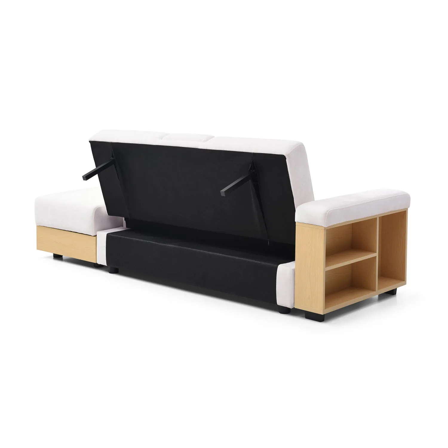 Streamdale Convertible Sleeper Sofa Bed with Storage & Drop Down Table - Beige
