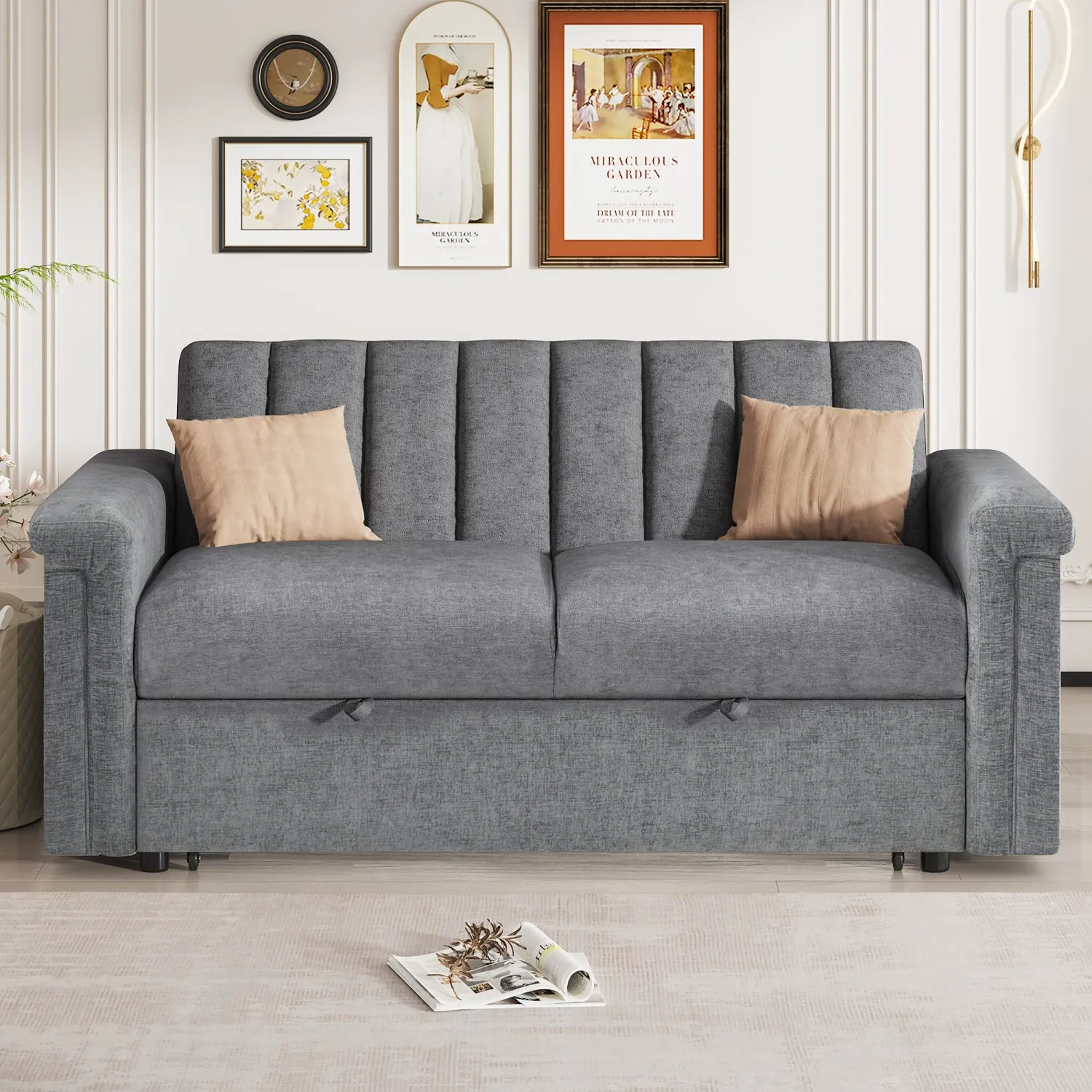 Streamdale Convertible Soft Cushion Sofa Pull Bed, for Two People to Sit On