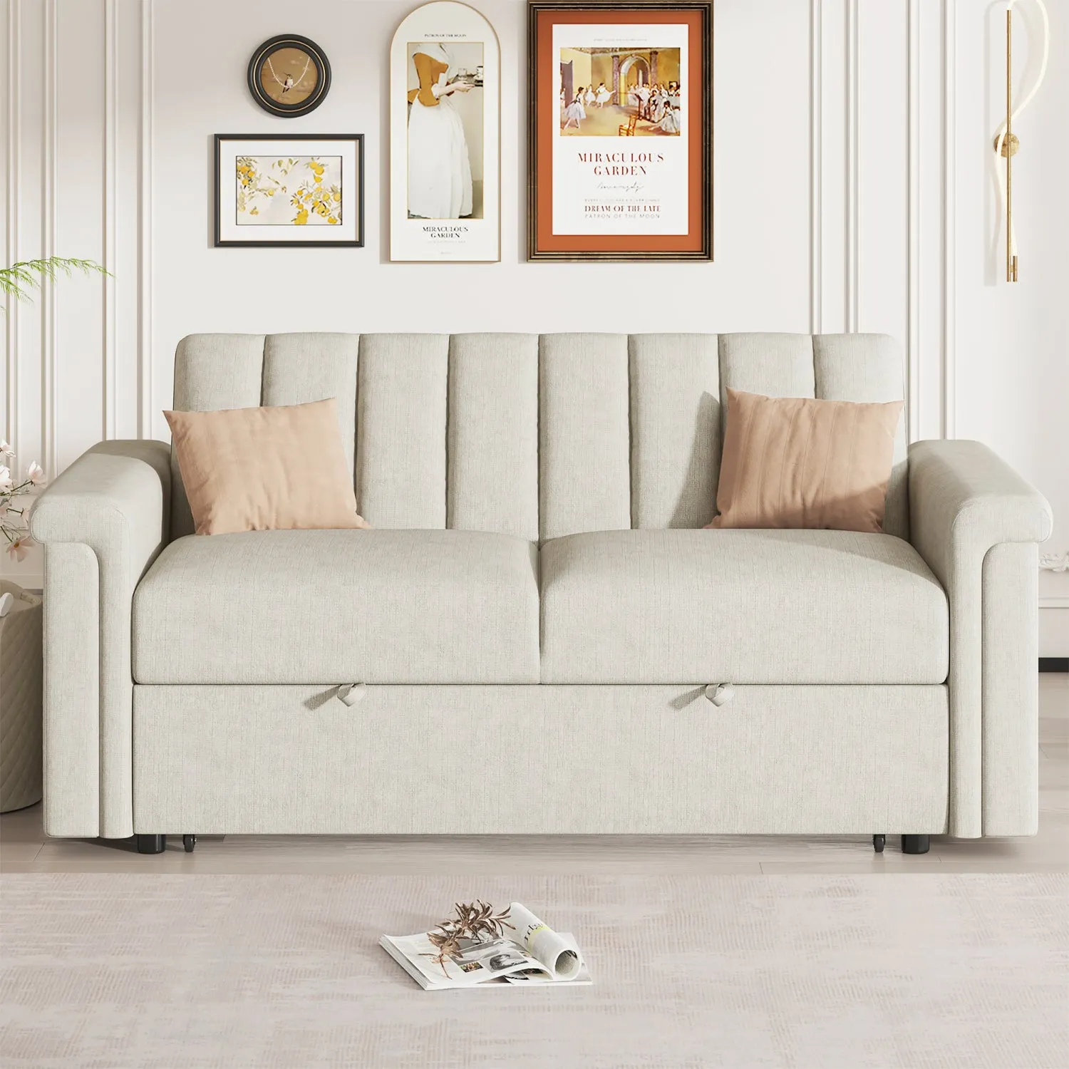 Streamdale Convertible Soft Cushion Sofa Pull Bed, for Two People to Sit On
