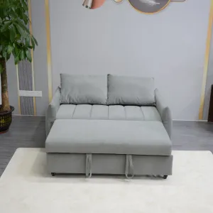 Streamdale Convertible Velvet Sleeper Sofa Bed, Light Gray