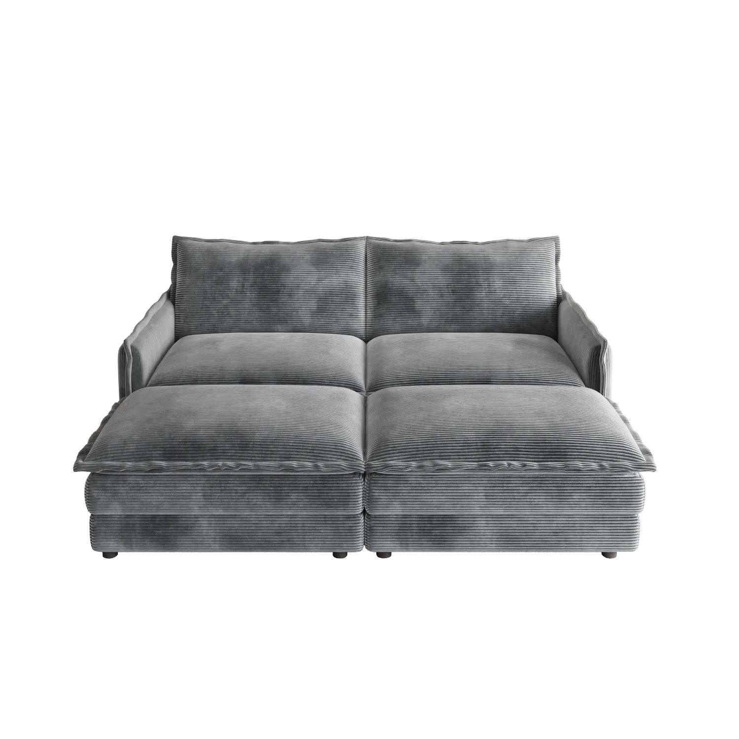 Streamdale Corduroy 2-Seater Sofa with Footrests & Cushions