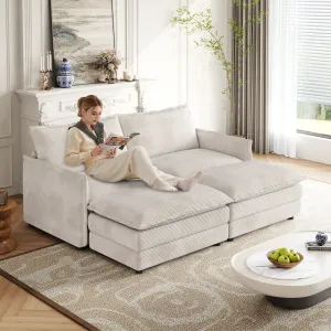 Streamdale Corduroy 2-Seater Sofa with Footrests & Cushions