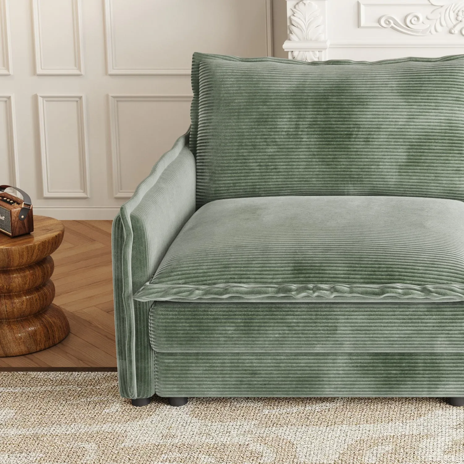 Streamdale Corduroy 2-Seater Sofa with Footrests & Cushions