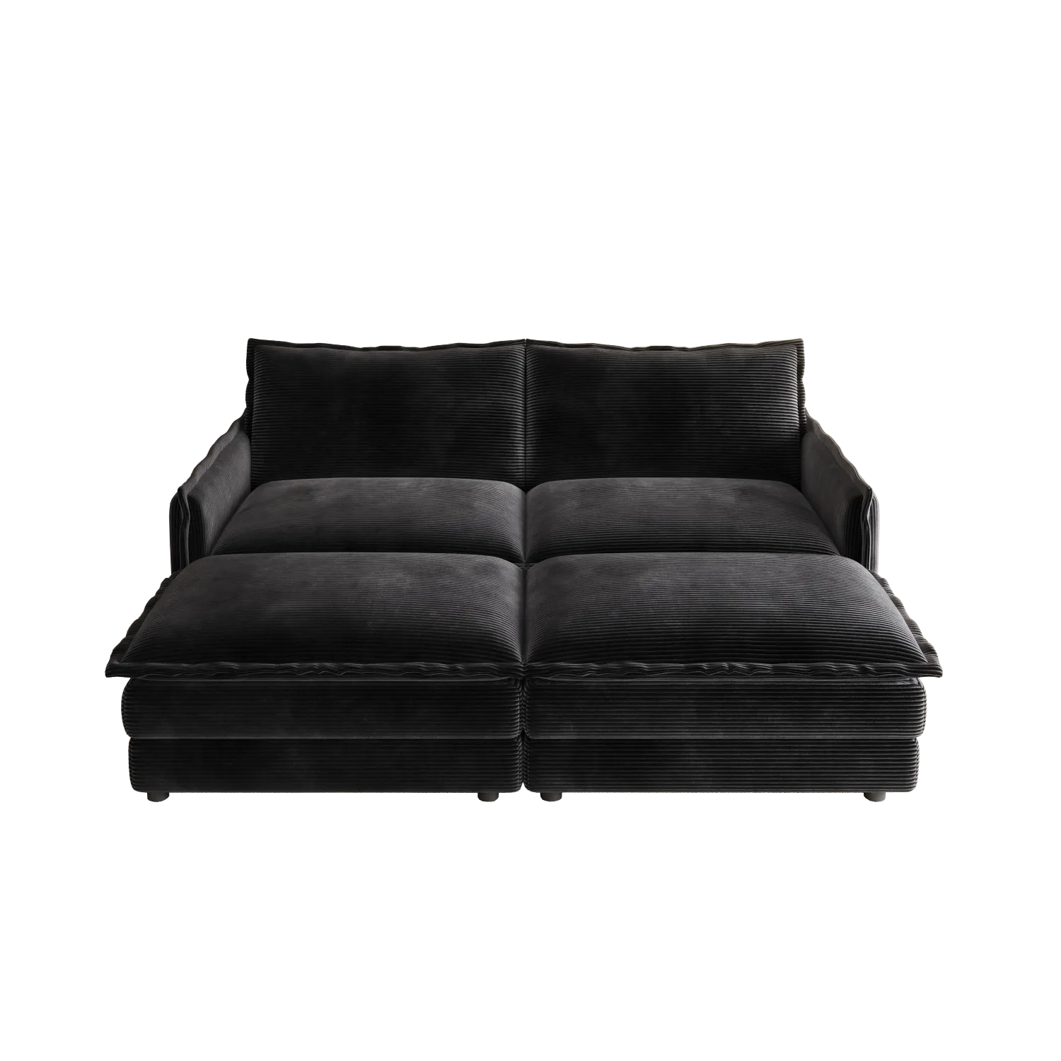 Streamdale Corduroy 2-Seater Sofa with Footrests & Cushions