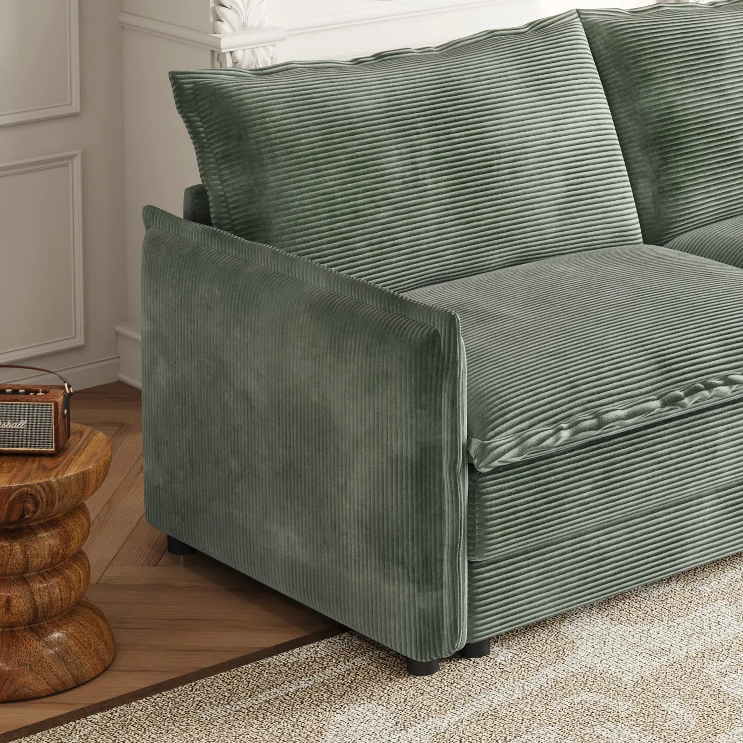 Streamdale Corduroy 2-Seater Sofa with Footrests & Cushions