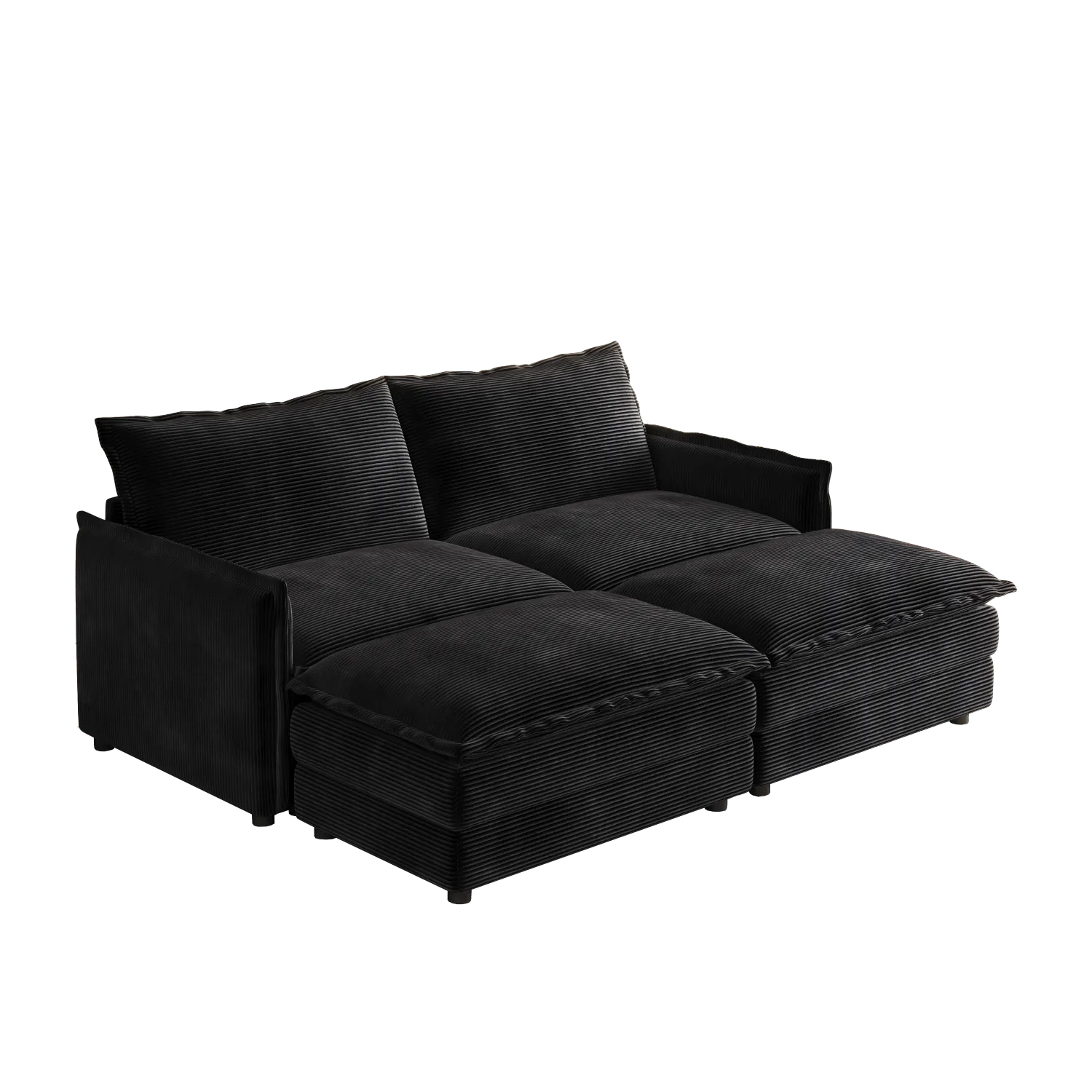 Streamdale Corduroy 2-Seater Sofa with Footrests & Cushions