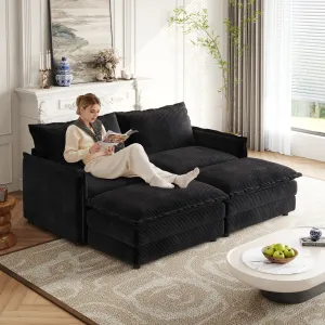Streamdale Corduroy 2-Seater Sofa with Footrests & Cushions