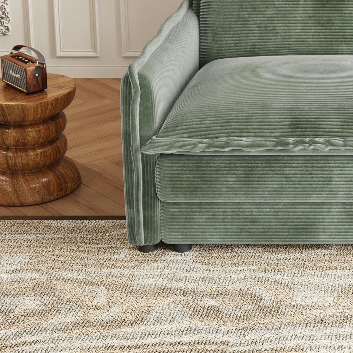 Streamdale Corduroy 4-Seater Cloud Couch with Footrests & Cushions