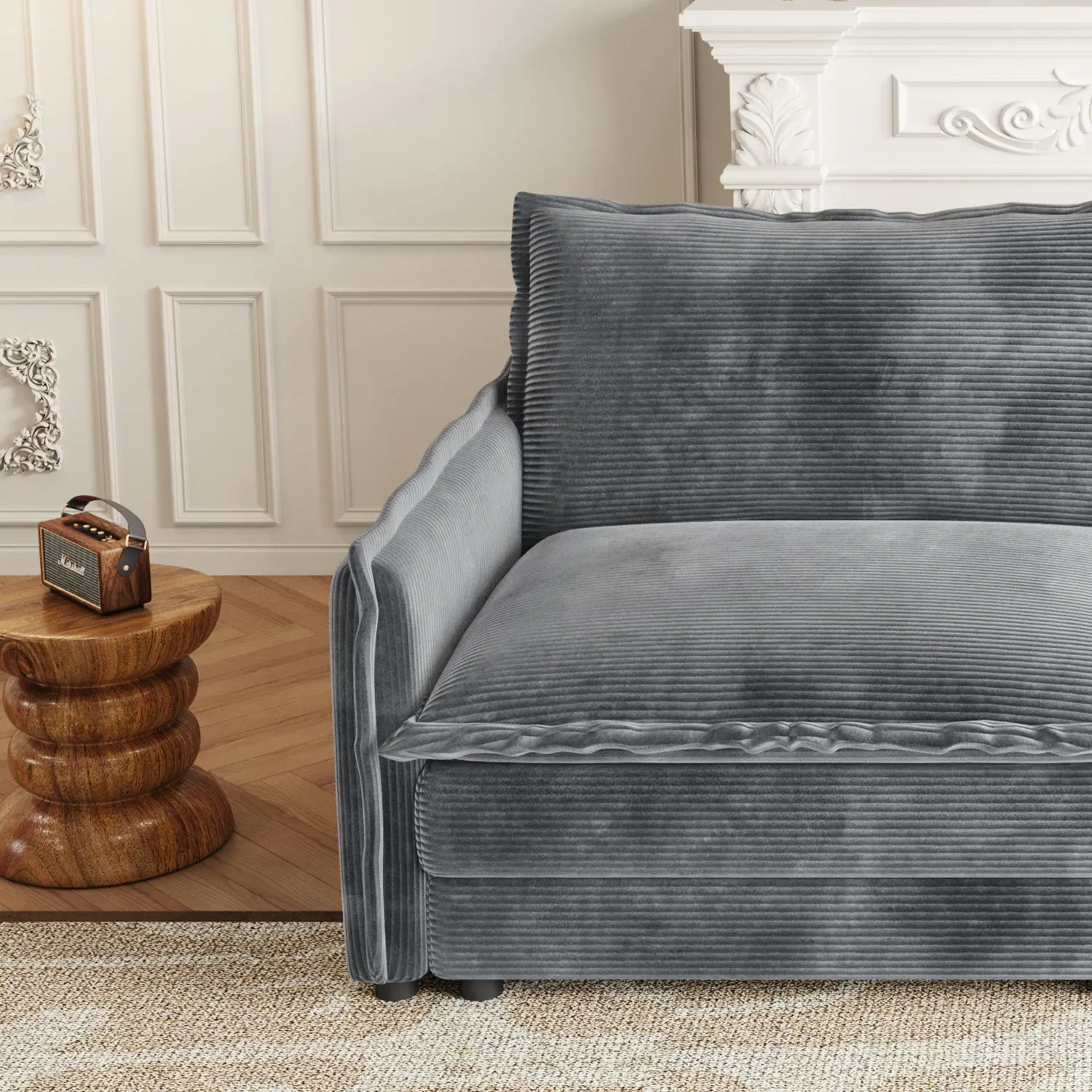 Streamdale Corduroy Cloud Sofa with Footrests & Cushions
