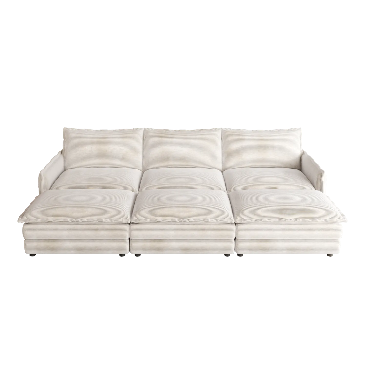 Streamdale Corduroy Cloud Sofa with Footrests & Cushions