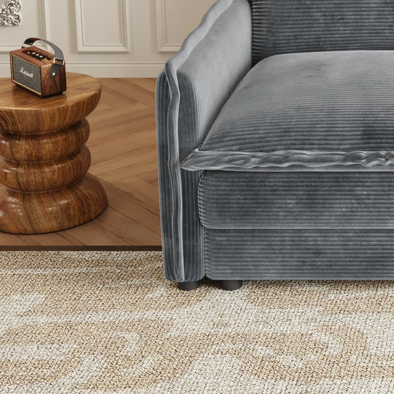 Streamdale Corduroy Cloud Sofa with Footrests & Cushions