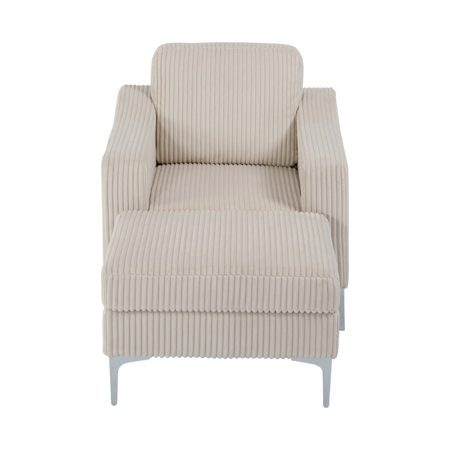 Streamdale Corduroy Convertible Sectional Sofa with Ottoman - Beige
