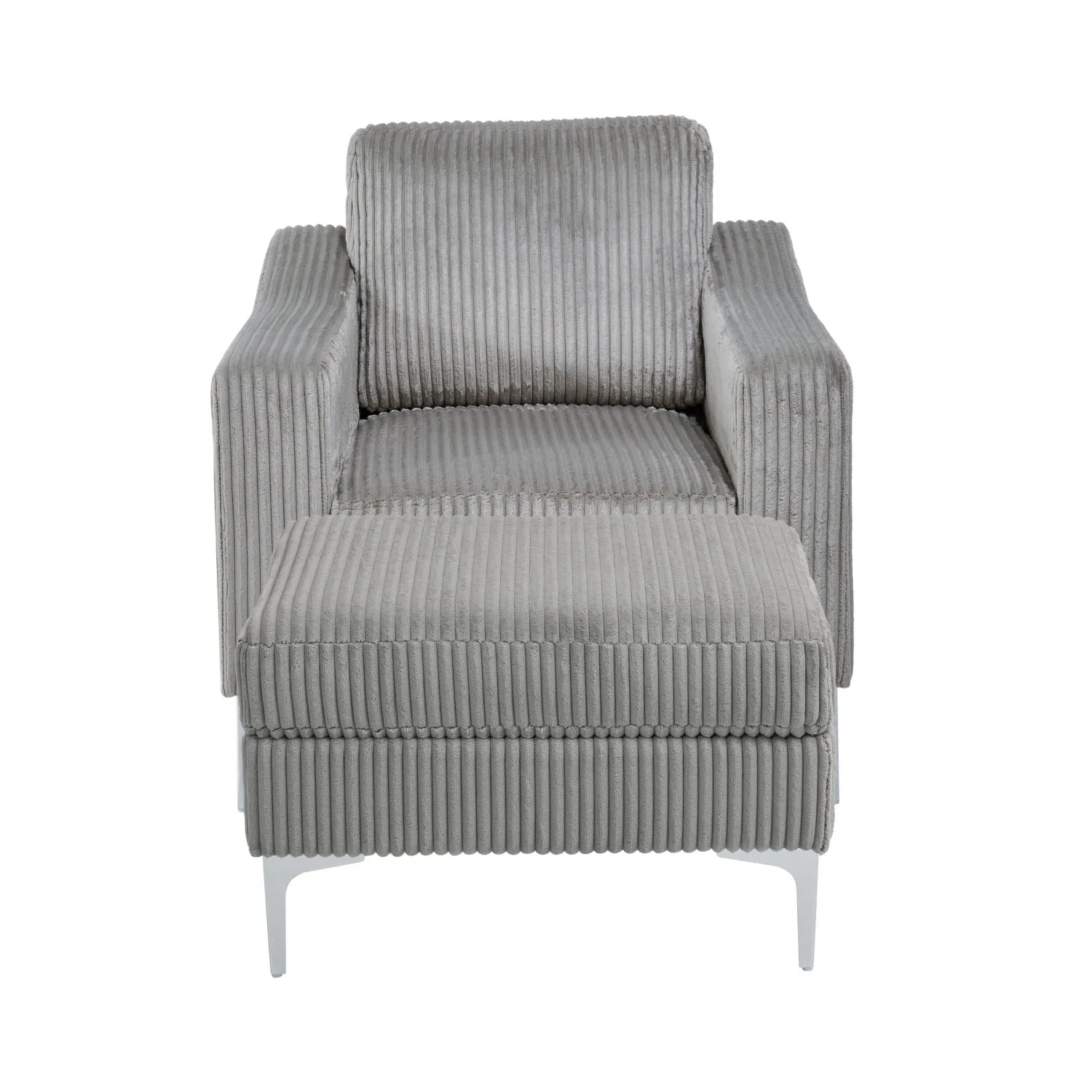 Streamdale Corduroy Convertible Sectional Sofa with Ottoman - Gray
