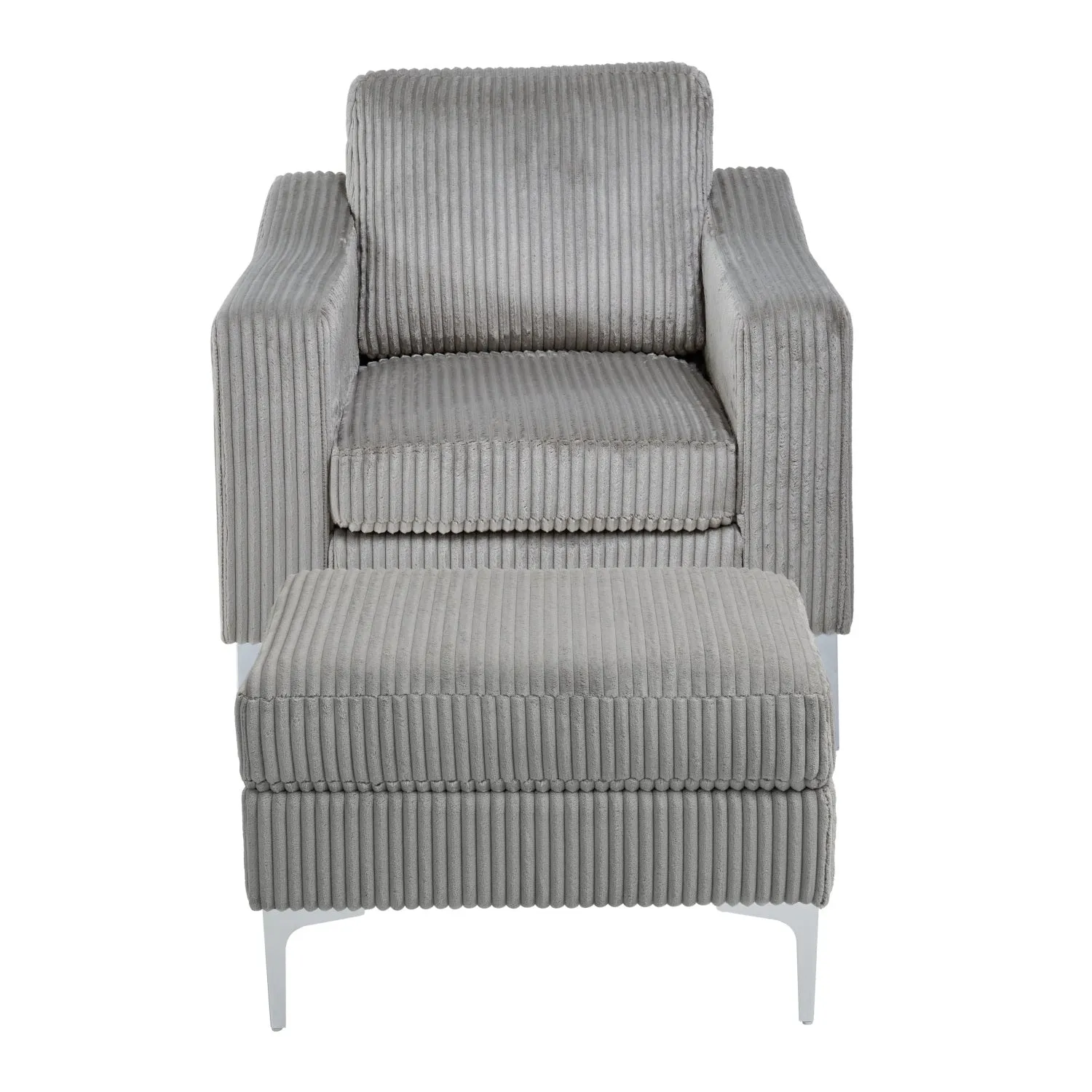 Streamdale Corduroy Convertible Sectional Sofa with Ottoman - Gray