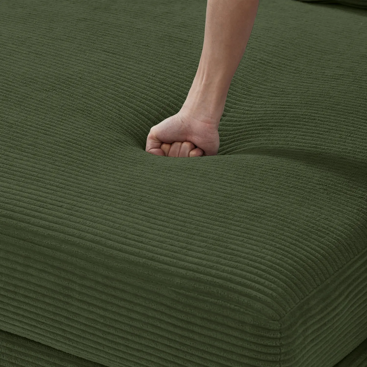 Streamdale Corduroy Green Sectional Sofa with Storage Chaise