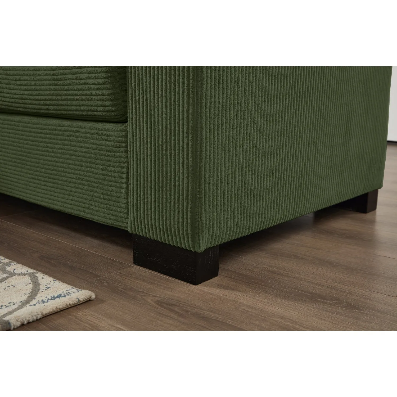 Streamdale Corduroy Green Sectional Sofa with Storage Chaise