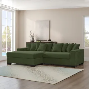 Streamdale Corduroy Green Sectional Sofa with Storage Chaise