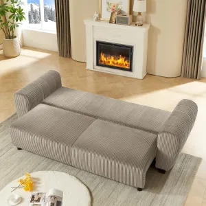 Streamdale Corduroy Sleeper Sofa Couch with Storage - Light Brown