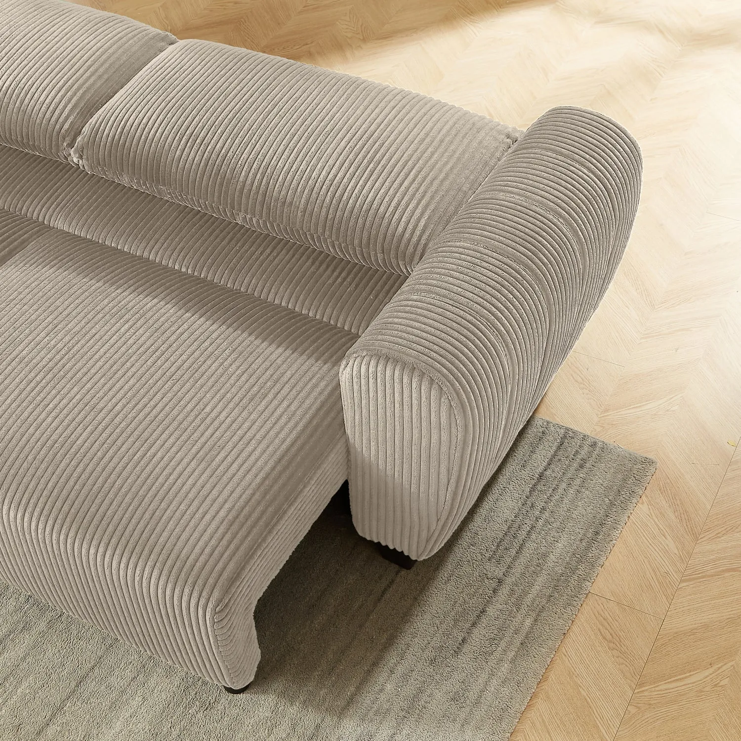 Streamdale Corduroy Sleeper Sofa Couch with Storage - Light Brown