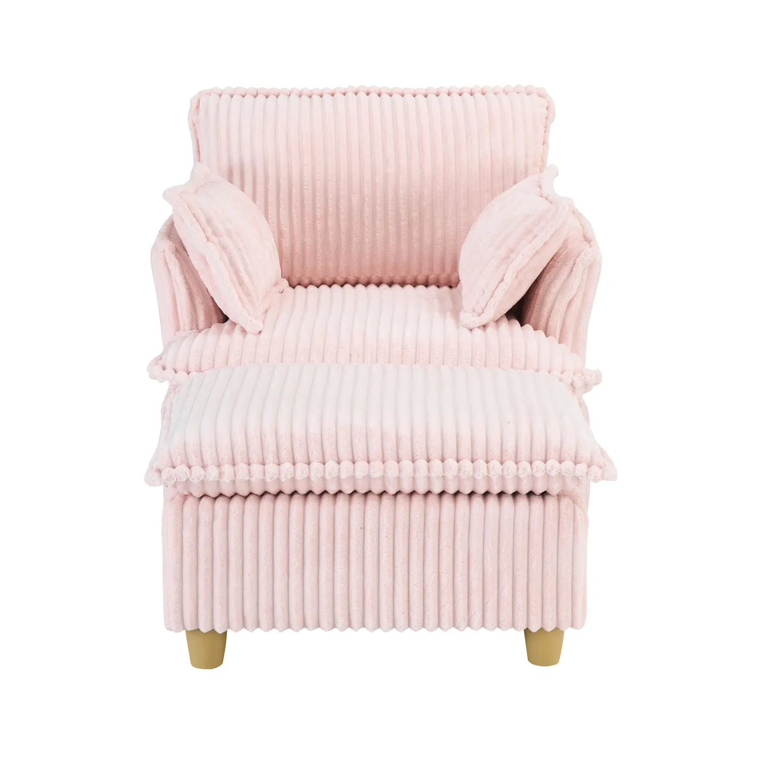 Streamdale Corduroy Sofa with Ottoman & Pillows - Living Room/Balcony/Study