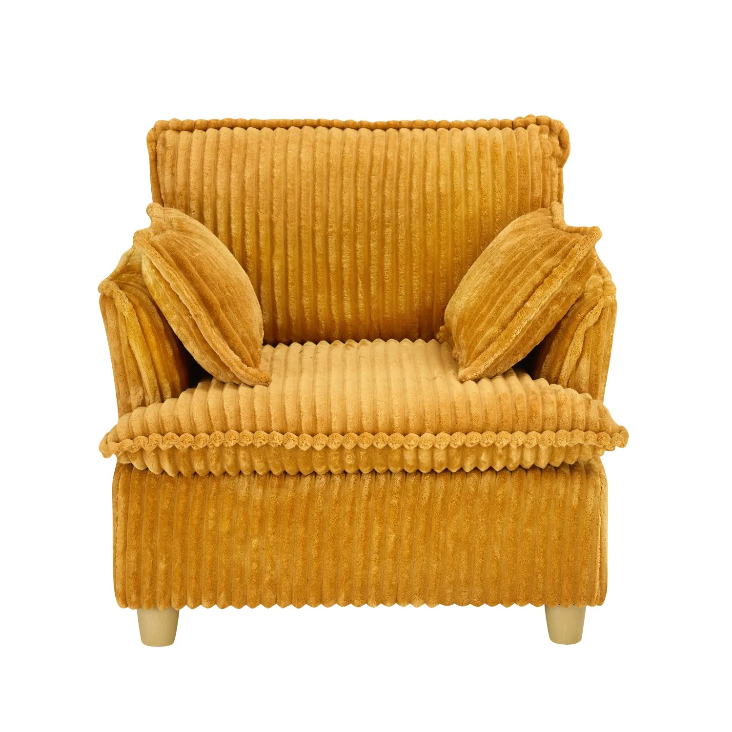 Streamdale Corduroy Sofa with Ottoman & Pillows - Living Room/Balcony/Study