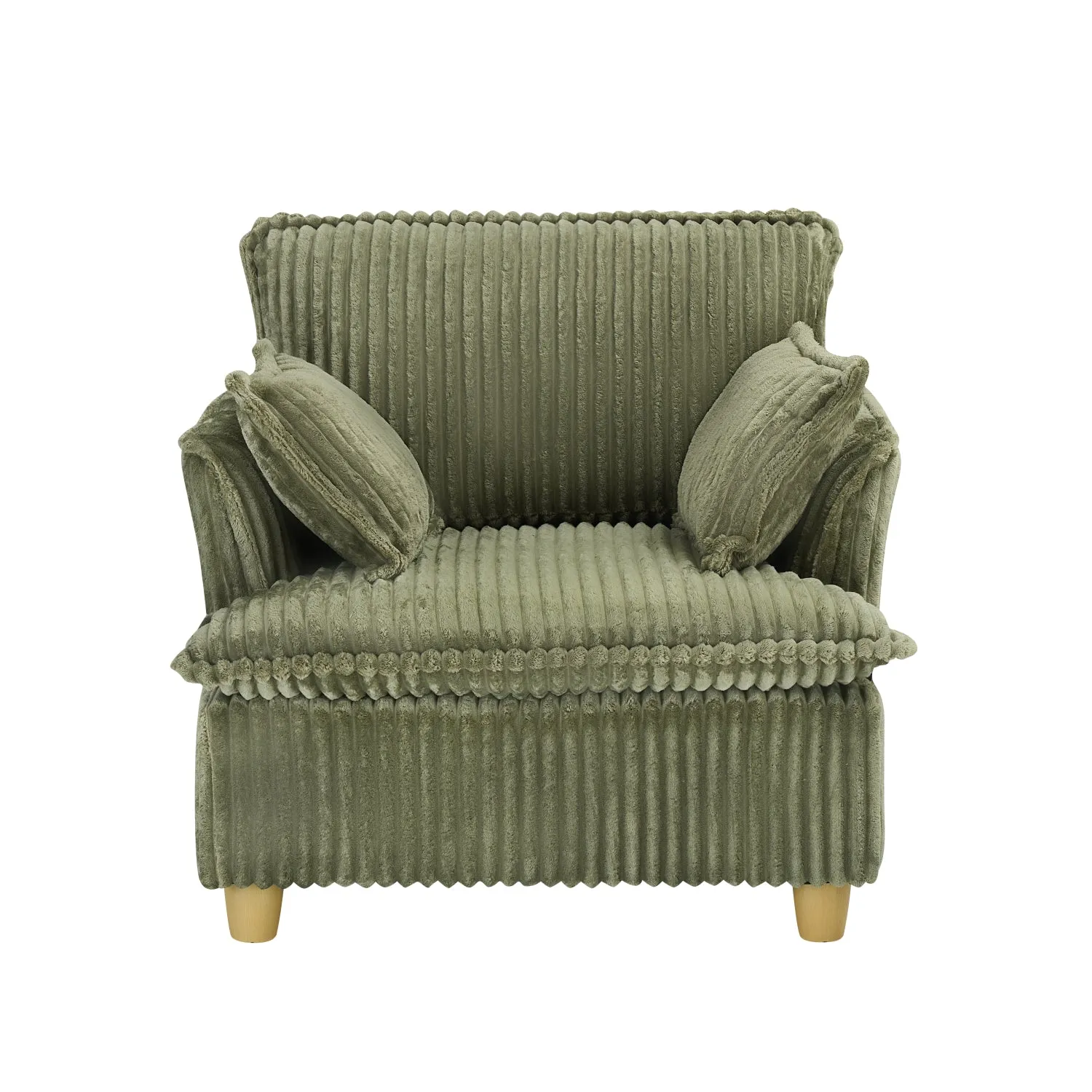 Streamdale Corduroy Sofa with Ottoman & Pillows - Living Room/Balcony/Study