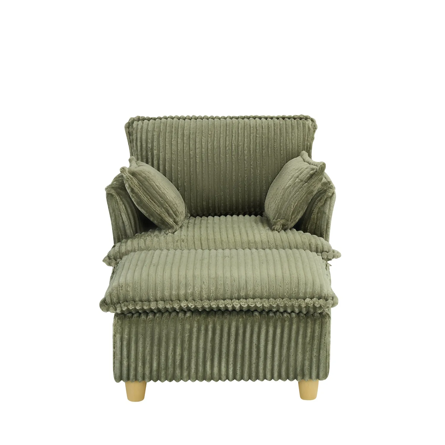 Streamdale Corduroy Sofa with Ottoman & Pillows - Living Room/Balcony/Study