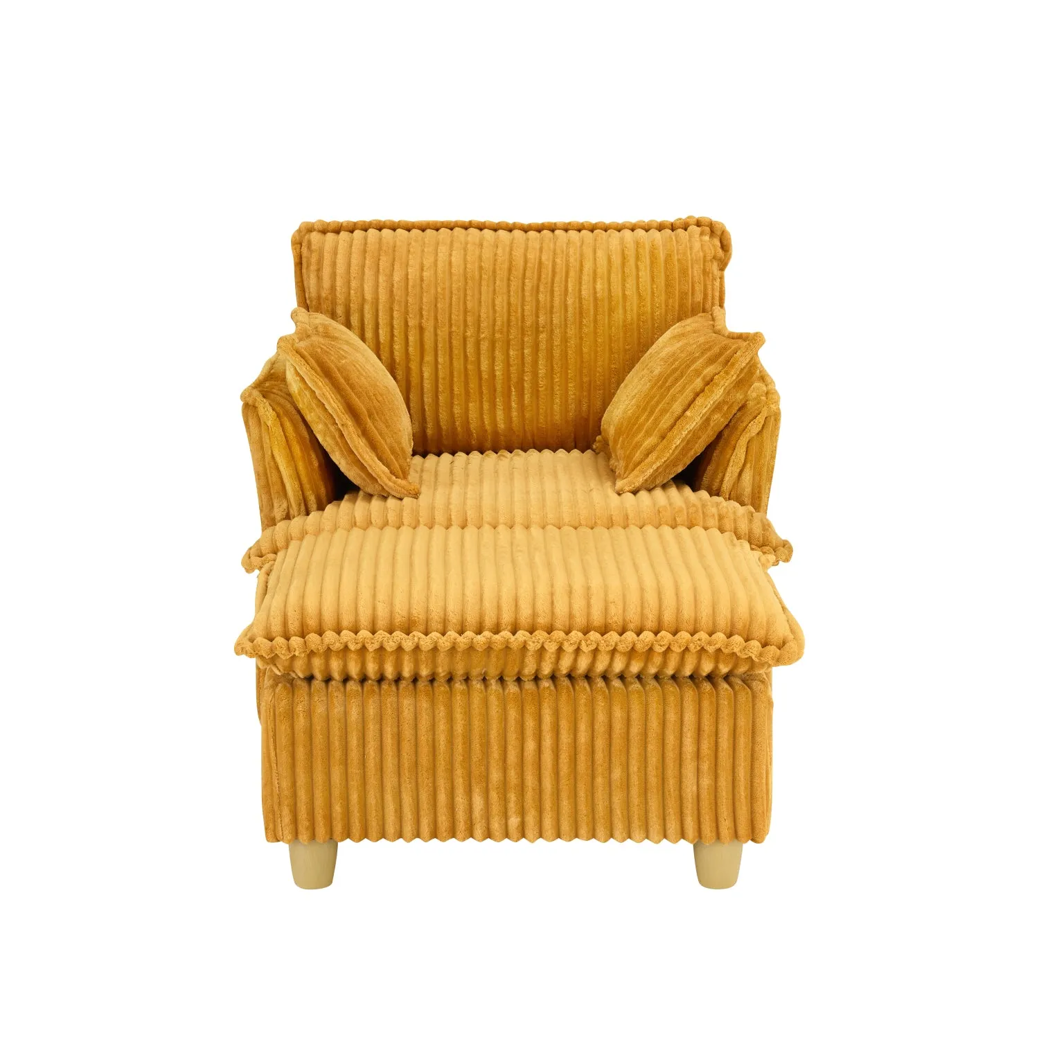 Streamdale Corduroy Sofa with Ottoman & Pillows - Living Room/Balcony/Study