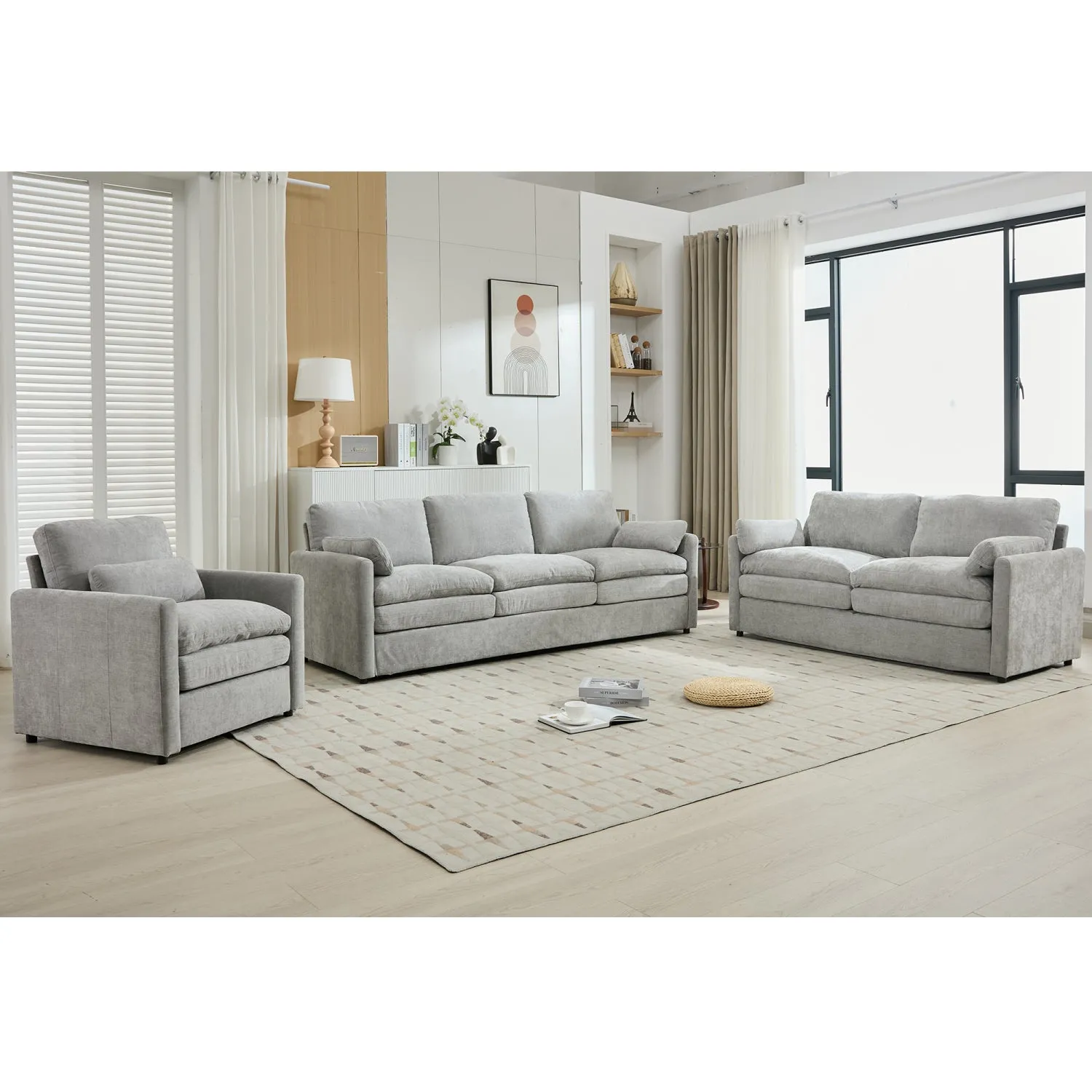 Streamdale Cozy Upholstered Cloud Sofa Set