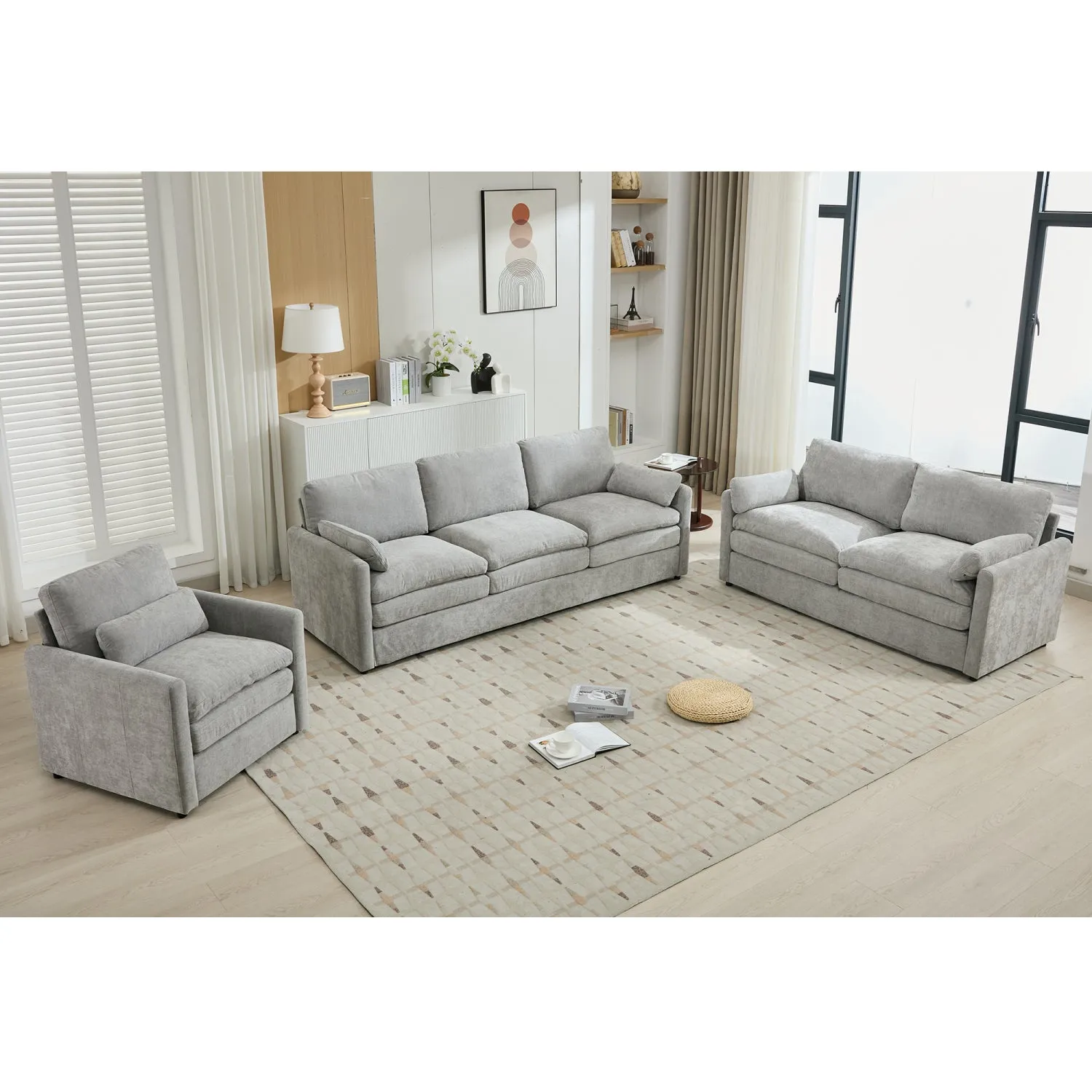 Streamdale Cozy Upholstered Cloud Sofa Set