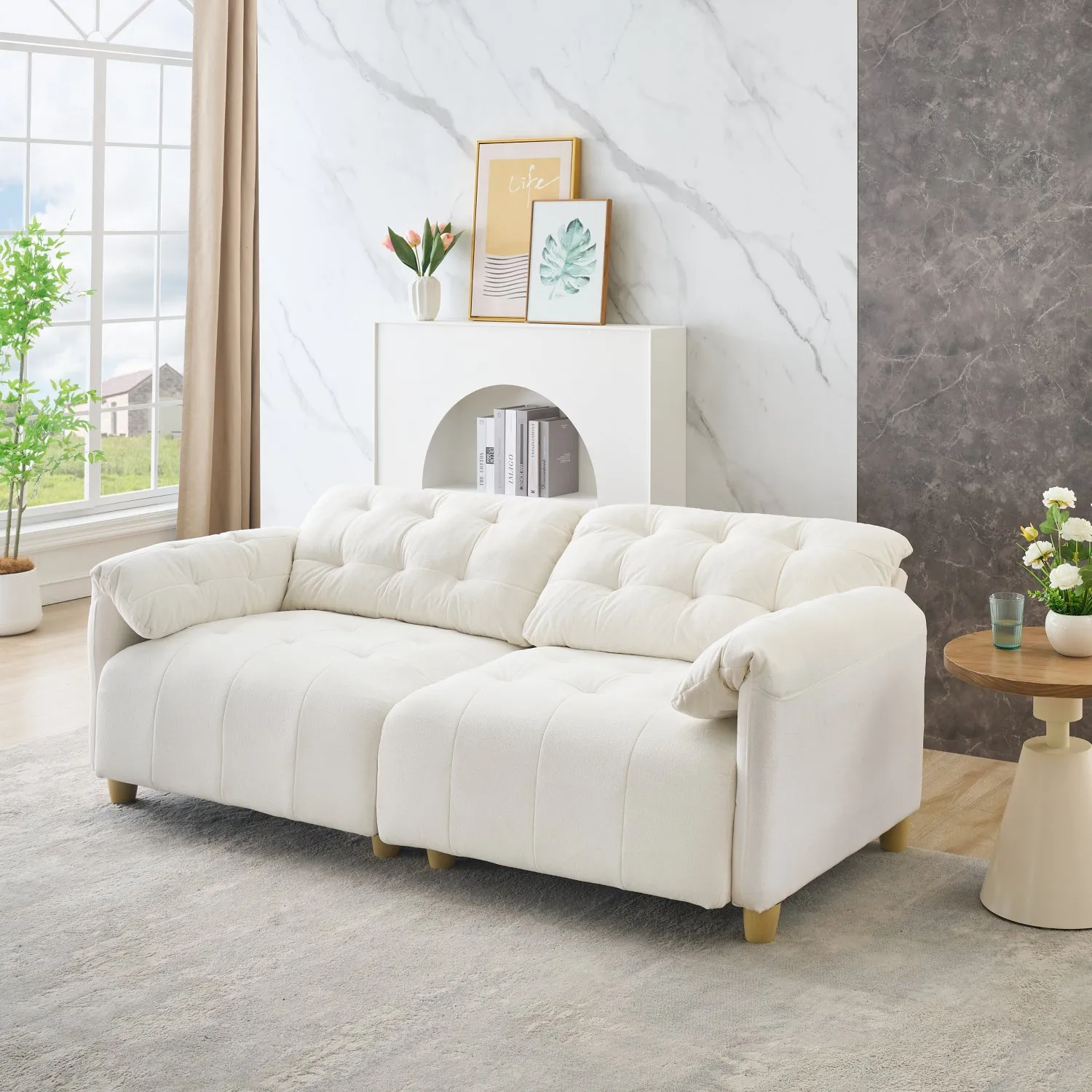 Streamdale Creamy Cloud Fabric Sofa
